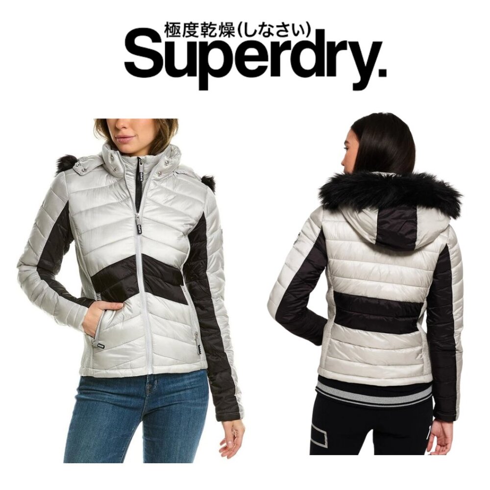 Superdry Luxe Chevron Fuji Jacket (Has Makeup Stains at Neck) Size XS